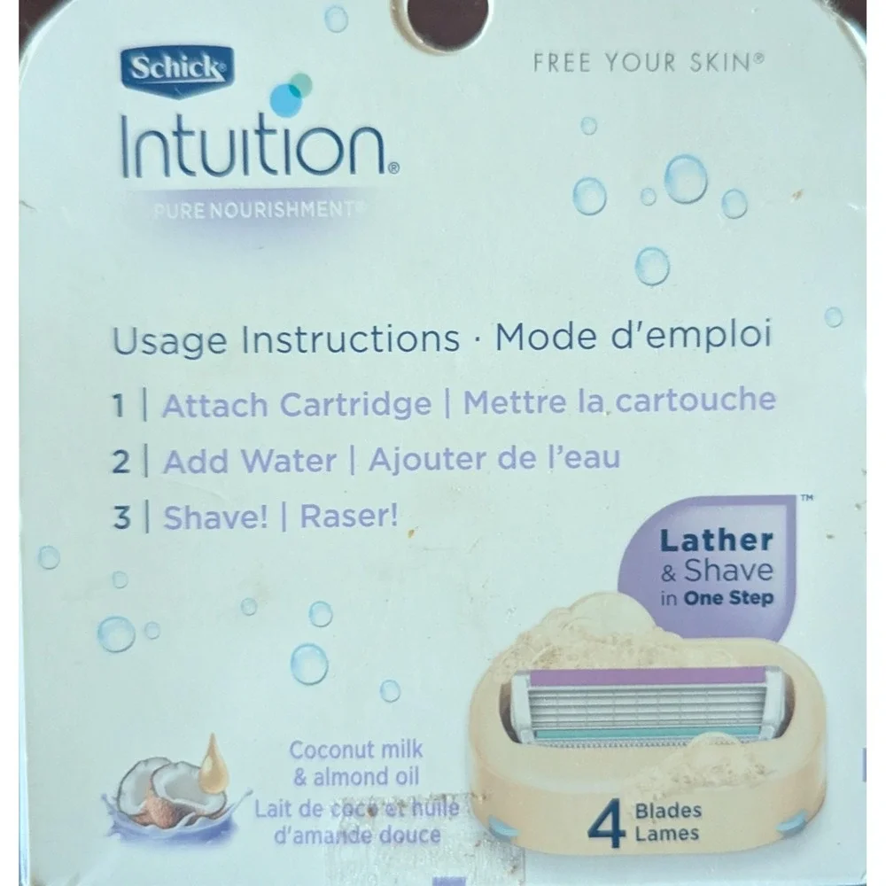 LOT OF 5 Schick Intuition Pure Nourishment Razor Refills 3 Count Coconut Almond